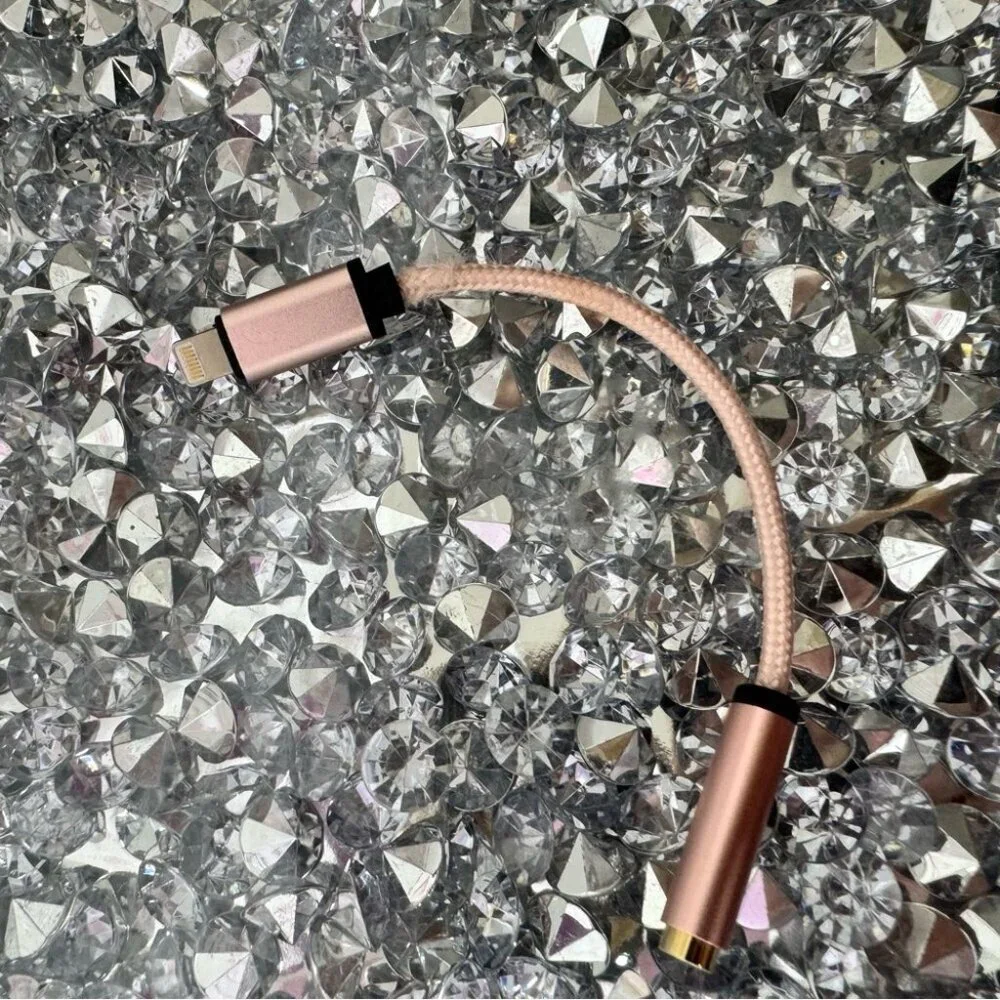 iPhone cord with audio jack adapter rose gold pink cable mini braided cords